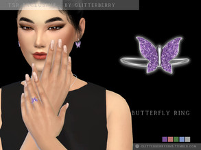 Sims 4 — Butterfly Ring by Glitterberryfly — A gorgeous glitter butterfly ring