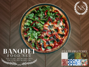 Sims 4 — Banquet Assorted Food 7 - Vegetable Pizza by networksims — A realistic deco pizza.
