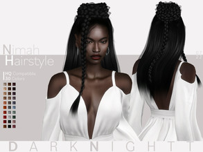 Sims 4 — Nimah Hairstyle by DarkNighTt — Nimah Hairstyle is a braided, long hairstyle. 30 colors (20 Base Colors+10