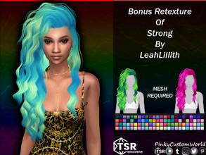 Sims 4 — Bonus Retexture of Strong hair by LeahLillith by PinkyCustomWorld — Medium long wavy alpha hairstyle with a