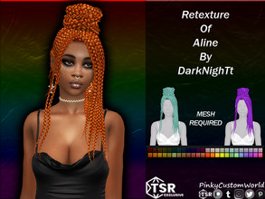 Sims 4 — Retexture of Aline hair by DarkNighTt by PinkyCustomWorld — Long ethnic braided hairstyle in a cute up-do. Comes