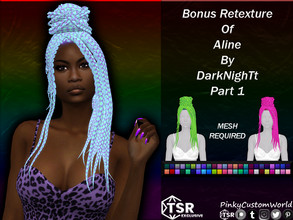 Sims 4 — Bonus Retexture of Aline hair by DarkNighTt (Part 1) by PinkyCustomWorld — Long ethnic braided hairstyle in a