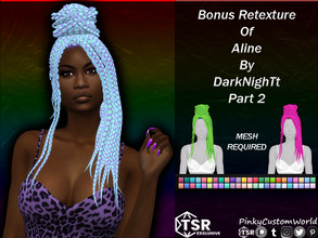 Sims 4 — Bonus Retexture of Aline hair by DarkNighTt (Part 2) by PinkyCustomWorld — Long ethnic braided hairstyle in a