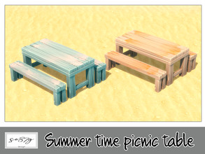 Sims 4 —  Summer time picnic table by so87g — cost: 330$, 5 colors, you can find it in surfaces - outdoor table All my
