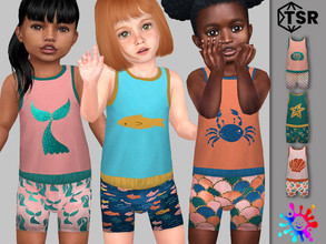 Sims 4 — Mermaid Onesie by Pelineldis — Six cute onesies with mermaid and underwater related prints for toddler girls.