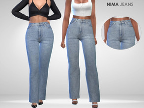 Sims 4 — Nima Jeans by Puresim — Denim jeans, 3 swatches.