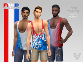 Sims 4 — Red White Blue Loose Tank Top by SimmieV — Keep it loose with these 8 patriotic tank tops in various red, white