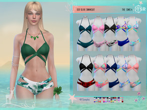 Sims 4 — OLIVE SWIMSUIT by DanSimsFantasy — Womens two piece swimsuit. Samples: 40 Location: full suit. Cloning object: