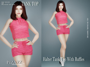 Sims 4 — Halter Tank With Ruffles by pizazz — Sims 4 games. the image above was taken in-game so that you can see how it
