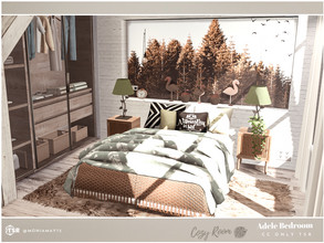 Sims 4 — Cozy Adele Bedroom CC only TSR by Moniamay72 — Cozy Adele Bedroom in cappucino colors. Size: 6x5, medium walls