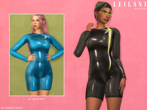 Sims 4 — LEILANI | playsuit by Plumbobs_n_Fries — Latex Long sleeve Playsuit New Mesh HQ Texture Female | Teen - Elders