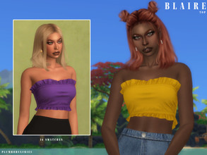Sims 4 — BLAIRE | top by Plumbobs_n_Fries — Tube Top With Ruffles New Mesh HQ Texture Female | Teen - Elders Hot Weather