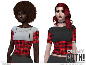 Sims 4 — Oh My Goth! - Top by CherryBerrySim — Gothic style slightly cropped top for the Oh My Goth! colllab.