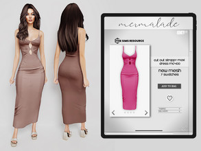 Sims 4 — Cut Out Strappy Maxi Dress MC400 by mermaladesimtr — New Mesh 7 Swatches All Lods Teen to Elder For Female