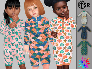 Sims 4 — Mermaid Wetsuit by Pelineldis — Six cute wetsuits with mermaid and underwater related prints for toddler girls.