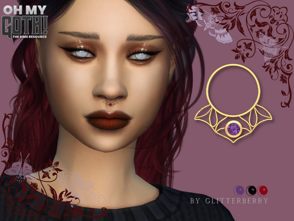 Sims 4 — Oh My Goth- Acantha Nose Ring by Glitterberryfly — A golden and amethyst nose ring, comes in a few swatches. Oh