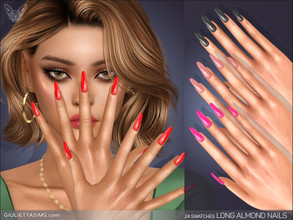 Sims 4 — Long Almond Nails by feyona — Long Almond Nails come with 24 swatches. * Fingernail category * 24 swatches *