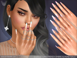 Sims 4 — Long French Ombre Baby Boomer Almond Nails by feyona — Long French Ombre Almond Nails are also called baby