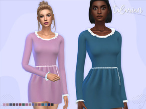 Sims 4 — Ellie [dress with ruffle collar] by talarian — Short dress with ruffles and pearl belt * New Mesh * 16 colors *