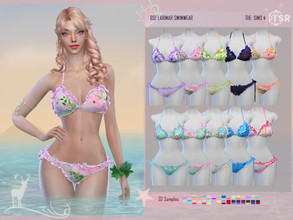 Sims 4 — LARIMAR SWIMWEAR by DanSimsFantasy — Two-piece swimsuit with ruffles. Samples: 32 Cloning object: Base of the