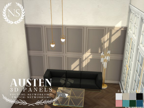 Sims 4 — Austen Panelling - Style 1 Short Wall by networksims — Modern 3D wall panelling for short walls.