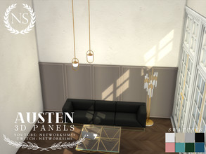 Sims 4 — Austen Panelling - Style 2 Half Wall by networksims — Modern 3D wall panelling for half walls.