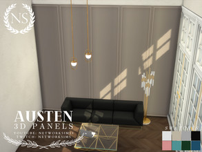 Sims 4 — Austen Panelling - Style 2 Medium Wall by networksims — Modern 3D wall panelling for medium height walls.