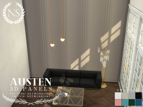 Sims 4 — Austen Panelling - Style 2 Tall Wall by networksims — Modern 3D wall panelling for tall walls.