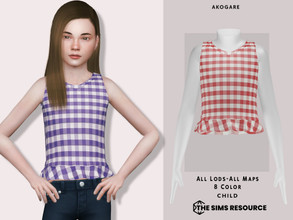 Sims 4 — Top No.166 by _Akogare_ — Akogare Top No.166 - 8 Colors - New Mesh (All LODs) - All Texture Maps - HQ Compatible