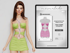 Sims 4 — Cross-Tie Front Mini Dress MC405 by mermaladesimtr — New Mesh 15 Swatches All Lods Teen to Elder For Female