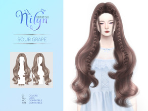 Sims 4 — SOUR GRAPE HAIR - NEW MESH  by Nilyn — Mesh by Nilyn. 20 Swatches All LOD Compatible. HQ Compatible. HAT