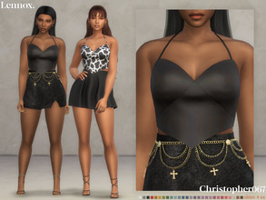 Sims 4 — Lennox Top by christopher0672 — This is a cute little cropped satin halter top with a bunch of super fun
