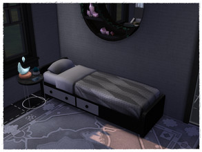 Sims 4 — dark storage bed by MerrinCreates — A darker recolour of a Dream Home Decorator bed, comes in purple, blue,