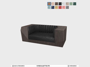 Sims 4 — Karaoke - Loveseat by Syboubou — This is a sofa for 2 peoples, with wooden casing and velvet fabric.