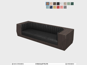 Sims 4 — Karaoke - Sofa by Syboubou — This is a sofa for 3 peoples, with wooden casing and velvet fabric.