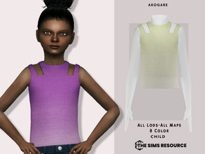 Sims 4 — Top No.169 by _Akogare_ — Akogare Top No.169 - 8 Colors - New Mesh (All LODs) - All Texture Maps - HQ Compatible