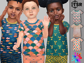 Sims 4 — Mermaid Tee by Pelineldis — Six cute tees with mermaid and underwater related prints for toddler boys and girls.