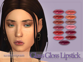 Sims 4 — Glass Gloss Lipstick by SunflowerPetalsCC — A lipstick with a very glossy look in 13 shades.