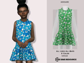 Sims 4 — Dress No.227 by _Akogare_ — Akogare Dress No.227 -8 Colors - New Mesh (All LODs) - All Texture Maps - HQ