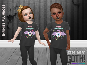 Sims 4 — Oh My Goth - Toddler Disgust T-Shirt by InfinitePlumbobs — Disgust Bat Eyeball T-Shirt for Toddler Goths - 1