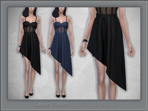 Sims 4 — Grace Skirt. by Pipco — A high-waisted, asymmetrical skirt in 17 colors. Base Game Compatible New Mesh All Lods