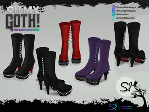 Sims 4 — Oh My Goth Decor and Accessories Shoes 3 Spiked Boots by SIMcredible! — This is just decor, like all EA