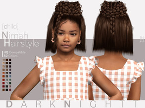 Sims 4 — Nimah Hairstyle [Child] by DarkNighTt — Nimah Hairstyle is a braided, medium, hairstyle for children. 30 colors
