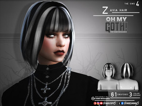 Sims 4 — Oh My Goth Zavia Hair by Mazero5 — A little bulky short hair with bangs that almost close to the eyes Variation
