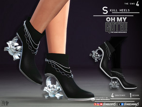 Sims 4 — Oh My Goth Skull Heels by Mazero5 — Pointy high heel boots design as skull with ankle bracelets 4 Swatches to