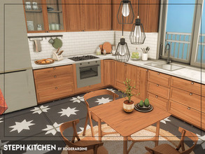 Sims 4 — Steph Kitchen (TSR only CC) by xogerardine — Modern kitchen with dining space.