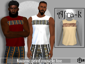 Sims 4 — Kwame African print muscle tee by akaysims — Muscle tee with African print. Comes in 10 swatches.