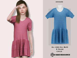 Sims 4 — Dress No.228 by _Akogare_ — Akogare Dress No.228 -8 Colors - New Mesh (All LODs) - All Texture Maps - HQ