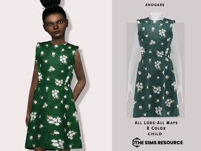 Sims 4 — Dress No.229 by _Akogare_ — Akogare Dress No.229 -8 Colors - New Mesh (All LODs) - All Texture Maps - HQ