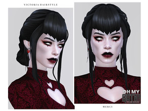 Sims 4 — OH MY GOTH Victoria Hairstyle by -Merci- — New Maxis Match Hairstyle for Sims4. -24 EA Colours. -For female,